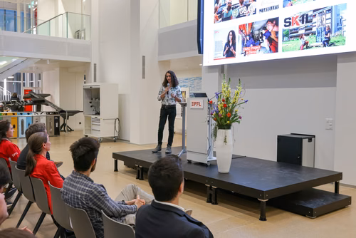 The new mechanical and electronic prototyping Discovery Learning Lab – known as the Student Prototyping and Outreach Tank, or “SPOT” for short – opened its doors. Evening with the Students. (Discovery Learning Lab)