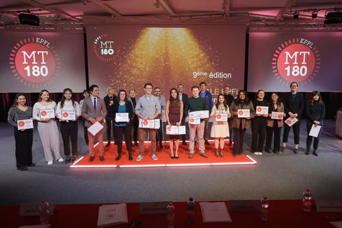The 14 PhD Students finalists of the competition My Thesis in 180 seconds (MT180) present their research in simple, straightforward terms in 3 minutes exactly, in English or in French, using humour, metaphores and examples. A jury made up of people from the scientific community and the broader science world, the business world and the media decide between the doctoral candidates and award a prize to the three best candidates. The prizes are CHF 1000, CHF 700 and CHF 400 for the 1st, 2nd and 3rd places. 