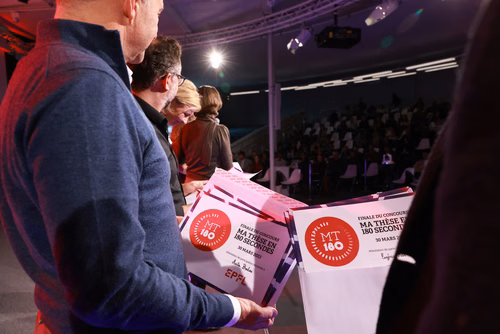 The 14 PhD Students finalists of the competition My Thesis in 180 seconds (MT180)  present their research in simple, straightforward terms in 3 minutes exactly, in English or in French, using humour, metaphores and examples.