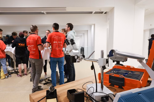 The new mechanical and electronic prototyping Discovery Learning Lab – known as the Student Prototyping and Outreach Tank, or “SPOT” for short – opened its doors. Evening with the Students. (Discovery Learning Lab)