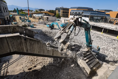 Chantier Double Deck / Démolition de l'Escalier sur l'Esplanade
