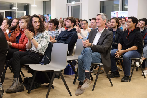 The new mechanical and electronic prototyping Discovery Learning Lab – known as the Student Prototyping and Outreach Tank, or “SPOT” for short – opened its doors. Evening with the Students. (Discovery Learning Lab)