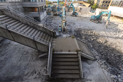 Chantier Double Deck / Démolition de l'Escalier sur l'Esplanade