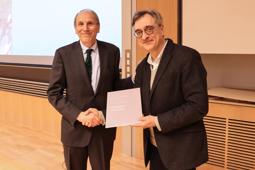 Introduction by Dean Katrin Beyer and Prof. Stephen Foster (President of the International Federation for Structural Concrete, fib). Lecture by Prof. Aurelio Muttoni, conclusion by Prof. Andreas Mortensen (EPFL Associate Vice President for Research).
