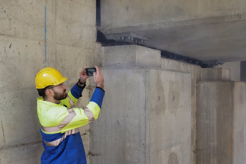 Projet de Master – Un ancien étudiant en génie civil de l’EPFL a analysé les performances des nouveaux outils technologiques qui pourraient aider à l’avenir les experts envoyés sur le terrain inspecter les fissures problématiques dans les ouvrages d’art. Hugo Nick devant un pilier du viaduc de Chillon, dans le canton de Vaud.