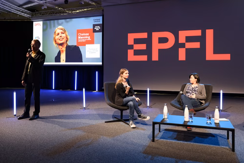 Former US army intelligence analyst, Chelsea Manning and EPFL Professor Carmela Troncoso,  in conversation at EPFL’s Rolex Learning Center next  for an exclusive, live discussion, open to the public and streamed, on privacy and data security for the public good.