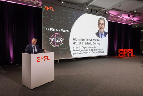 Cérémonie officielle promouvant l'excellence mathématique à l'EPFL, notamment en présence de notre lauréat et notre lauréate du médaille Fields.