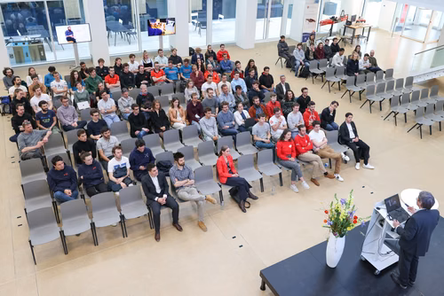 The new mechanical and electronic prototyping Discovery Learning Lab – known as the Student Prototyping and Outreach Tank, or “SPOT” for short – opened its doors. Evening with the Students. (Discovery Learning Lab)