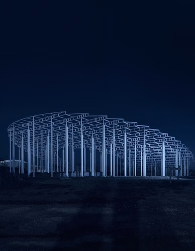 « The Disc », intégré à l’Agora - Fondation Lombard Odier, sert à la fois de couvert et de gradins. Ses 30 mètres de diamètre et de 6,50 mètres de haut dominent la place Cosandey. Les étudiants eux-mêmes ont imaginé cet espace de détente, sous la coordination du laboratoire ALICE. Atelier de la conception de l’espace, Dieter Dietz. 