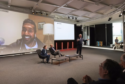 John Doerr and Ryan Panchadsaram interviewed remotely by Bruno Giussani, the Switzerland-based Global Curator of the TED Conferences, and answer questions from the audience