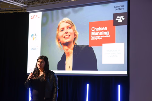 Former US army intelligence analyst, Chelsea Manning and EPFL Professor Carmela Troncoso,  in conversation at EPFL’s Rolex Learning Center next  for an exclusive, live discussion, open to the public and streamed, on privacy and data security for the public good.