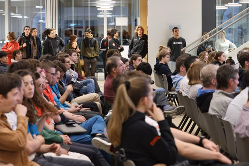 The new mechanical and electronic prototyping Discovery Learning Lab – known as the Student Prototyping and Outreach Tank, or “SPOT” for short – opened its doors. Evening with the Students. (Discovery Learning Lab)