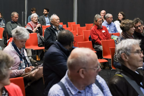 Séance d'information et de présentation des résultats de recherche sur la maladie de Parkinson au Campus Biotech Genève.