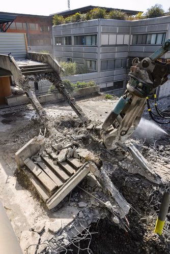 Chantier Double Deck / Démolition de l'Escalier sur l'Esplanade