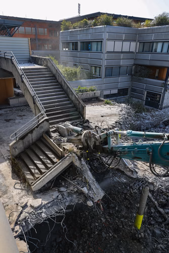 Chantier Double Deck / Démolition de l'Escalier sur l'Esplanade