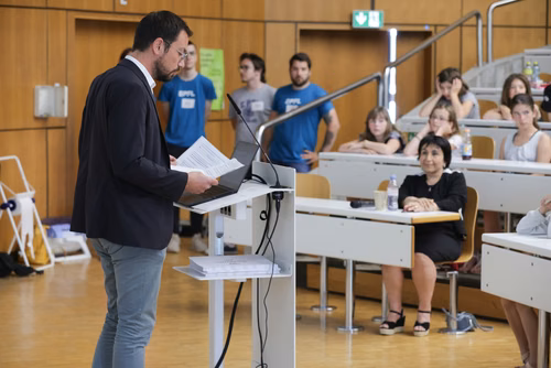 Remises des attestations pour les enfants du Jura 2023 En présence du Ministre de l’éducation du Canton du Jura, M. Martial Courtet Service de promotion des Sciences 
