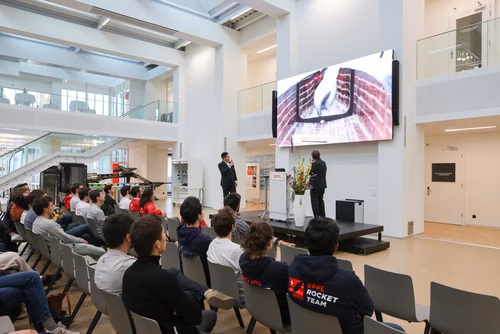 The new mechanical and electronic prototyping Discovery Learning Lab – known as the Student Prototyping and Outreach Tank, or “SPOT” for short – opened its doors. Evening with the Students. (Discovery Learning Lab)